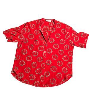 Sandro Paris Cyrielle Blouse in Red Print Silk Size: 3